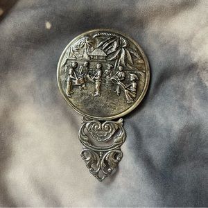 Vintage Mid-Century Hans Jensen Demark Silver Plated Hand Mirror